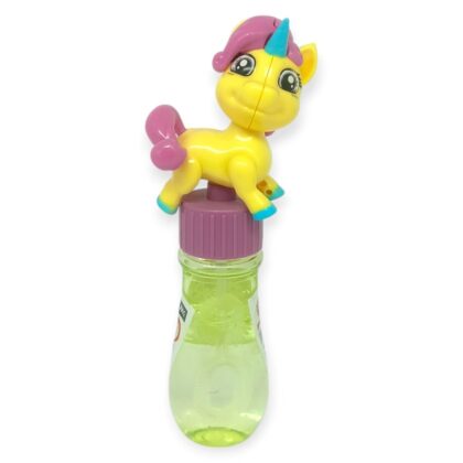 Sevimli Unicorn Figürlü Baloncuk Şişesi - Eğlenceli Köpük Çıkartma Oyuncak - Sarı