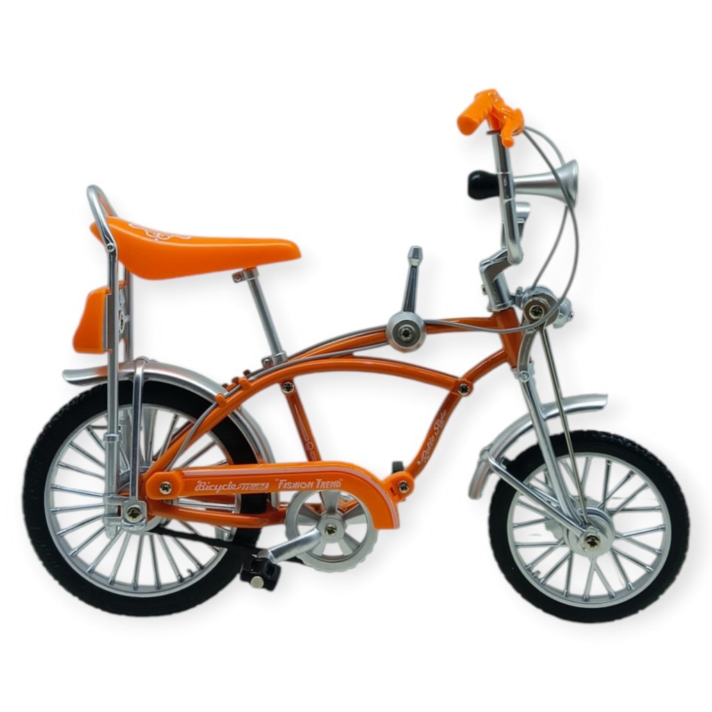 Model Araçlar - 1:8 Metal Retro Pinokyo Bisiklet - Die -Cast 17 cm - Turuncu