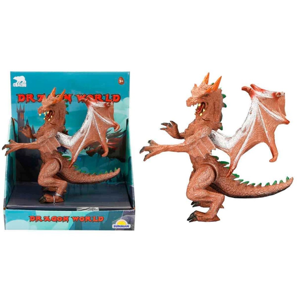 Standlı Ejderha Figürü 13 cm - Kahverengi