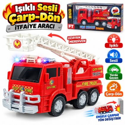 Merdivenli İtfaiye Aracı Işıklı Sesli Çarpıp Döner Kendi Gezer
