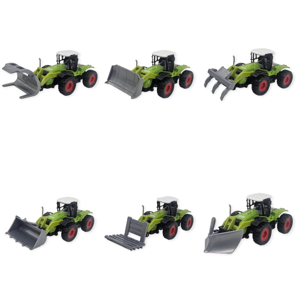 6'lı Set Farm Mini Oyuncak Traktör - 14 cm Çiftlik Araçları