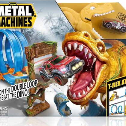 Metal Machines T-Rex Saldırısı (T-Rex Attack) Yarış Pisti Oyun Seti - İkili Çember ve Araç Dahil