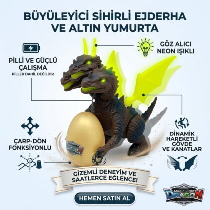 Pilli Yerde Gezen Sesli Figür - 3 Başlı Mitolojik Ejderha