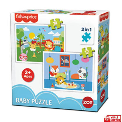 Fisher Price Bebek Puzzle baby puzzle railway & bedtime 2 in 1 24 ve 12 parça 2+