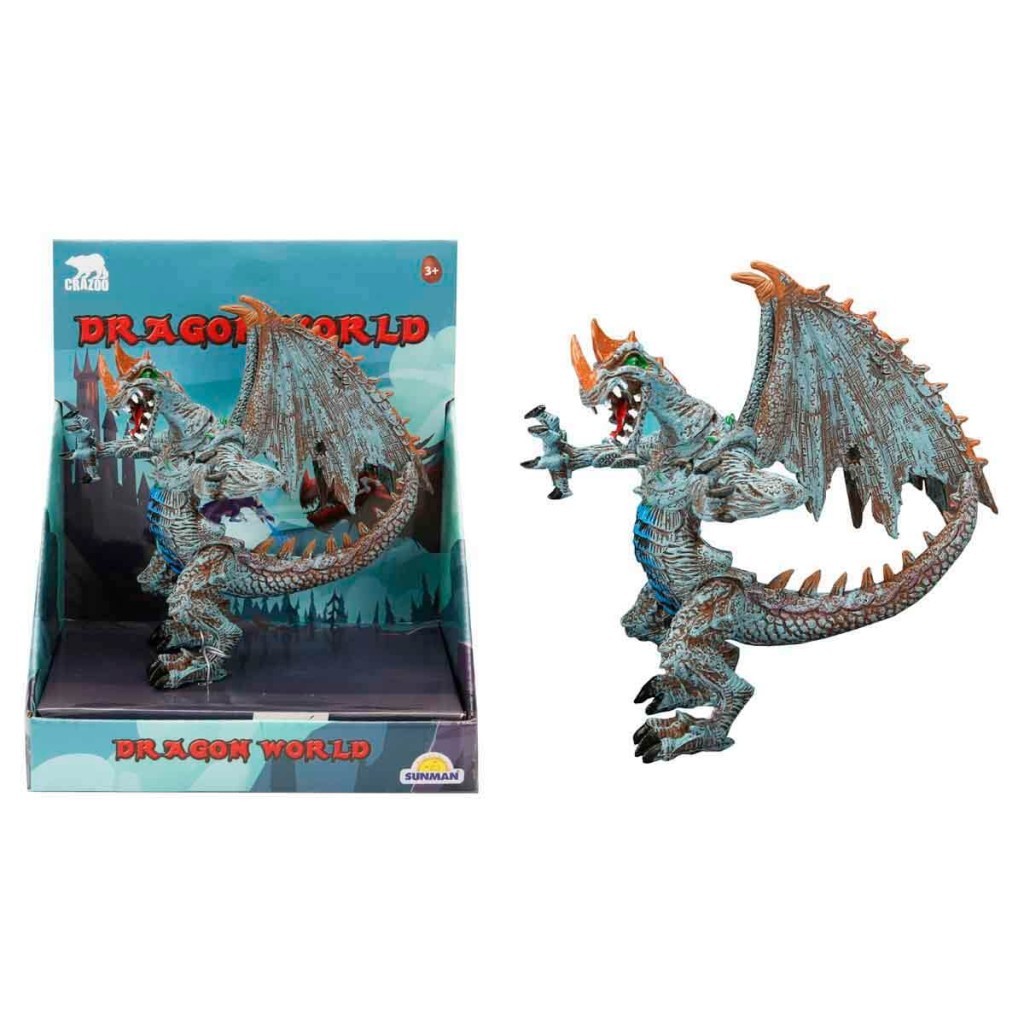 Standlı Ejderha Figürü 13 cm - Mavi