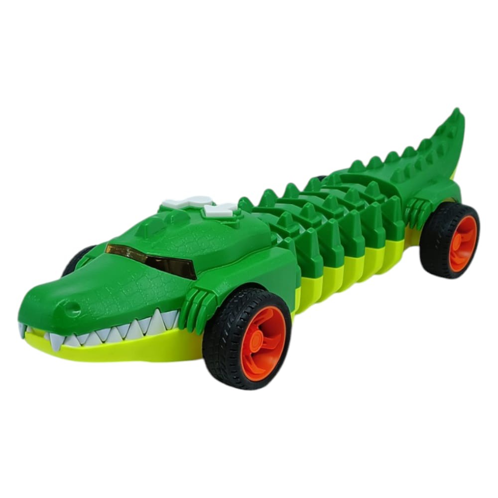 Timsah Araba - Otomatik Hareketli Sesli Işıklı 32 cm - Yeşil Timsah