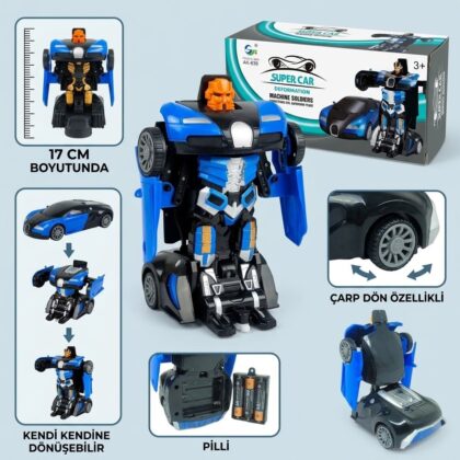 Robota Dönüşen Araba - Pilli Yerde Gezen Spor Araba - AK-839