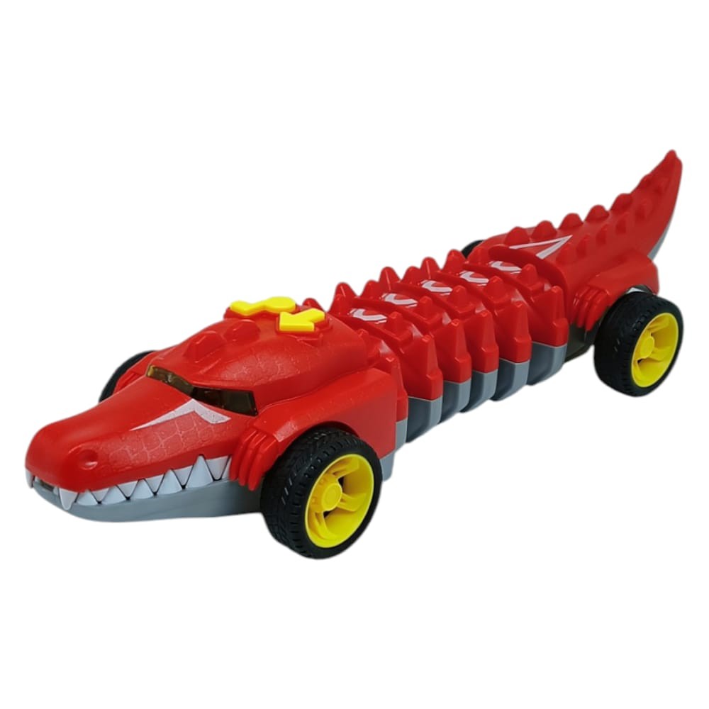 Timsah Araba - Otomatik Hareketli Sesli Işıklı 32 cm - Kırmızı Timsah