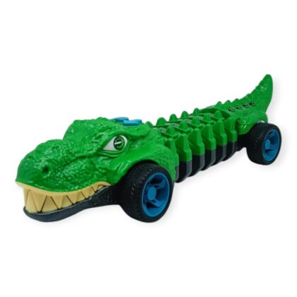 Timsah Araba - Otomatik Hareketli Sesli Işıklı 32 cm - Yeşil Gerçekçi Timsah
